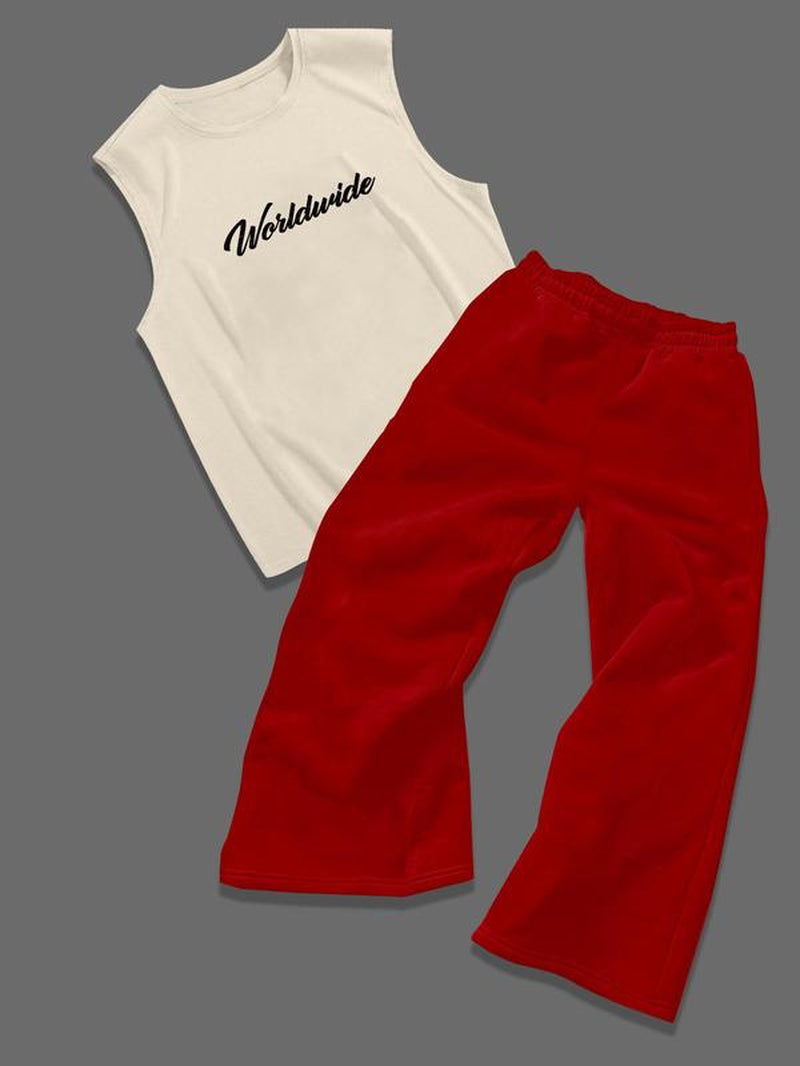 Men's Graphic Tank & Track Pants Set ā Trendy Two-Piece Streetwear Outfit