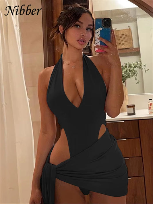 Chic 2-Piece Bikini Set with Skirt | Women's Beach Bodysuit Swimsuit 2024