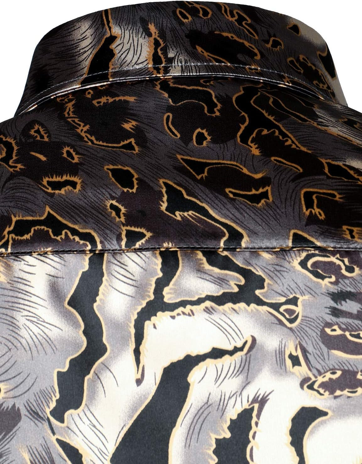 Men’s Hipster Satin Dress Shirt | Slim Fit, Long Sleeve Printed Button-Down
