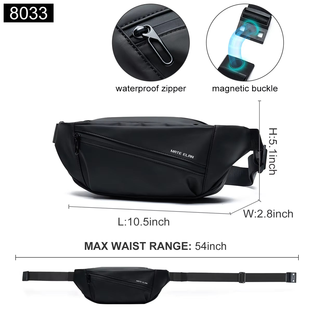 Premium Waterproof Crossbody Bag for Men – Stylish Black Sling Bag with Magnetic Buckle for Travel and Sports