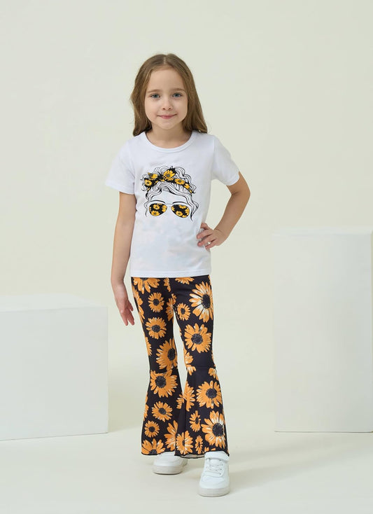 Toddler Girl Outfit – Graphic Tee & Leopard Flare Pants Cute, comfy, and full of style! 🐆💖