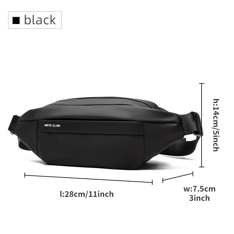 Premium Waterproof Crossbody Bag for Men – Stylish Black Sling Bag with Magnetic Buckle for Travel and Sports