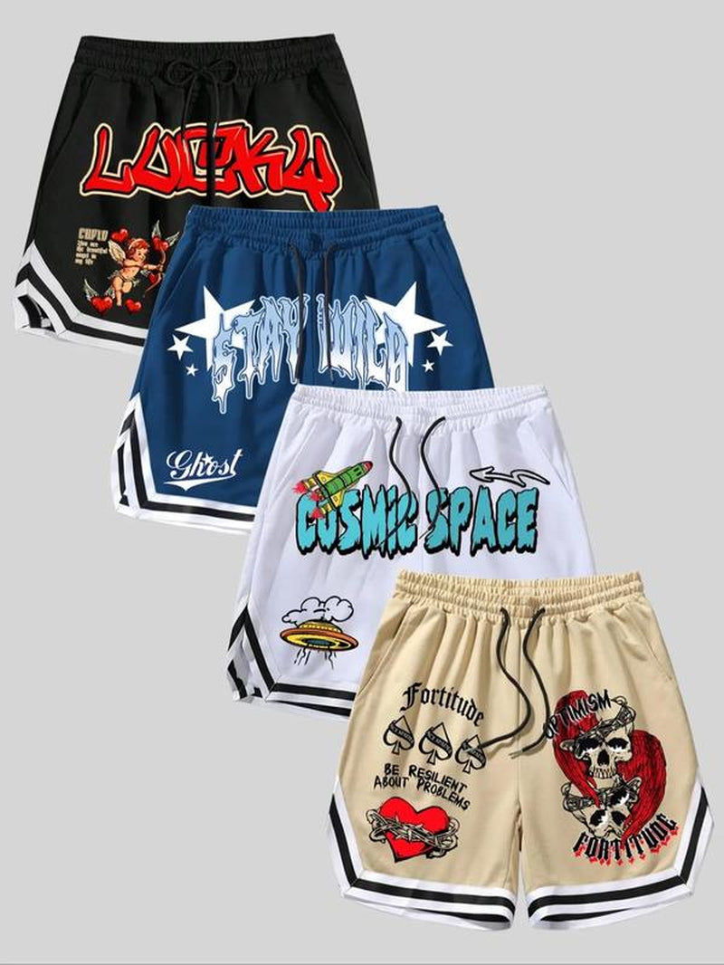 Men's Comfy Letter Print Boxer Briefs ā Casual, Breathable Underwear for Daily Wear, Perfect for Summer