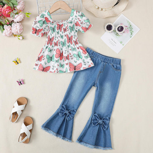 Mini Style Icon – Toddler Girl Flare Jeans & Tee Set ✨👖