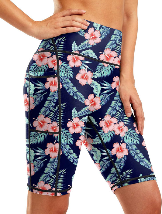 Women'S 9" High Waisted Swim Board Shorts Tummy Control Swimsuit Bottoms for Women with Liner Pockets