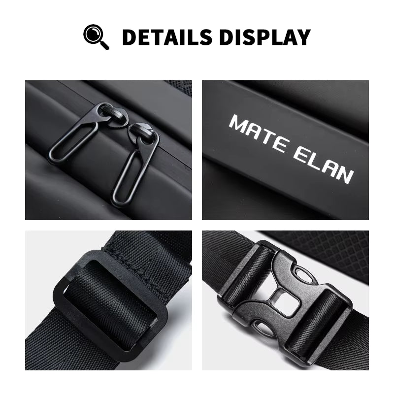 Premium Waterproof Crossbody Bag for Men – Stylish Black Sling Bag with Magnetic Buckle for Travel and Sports