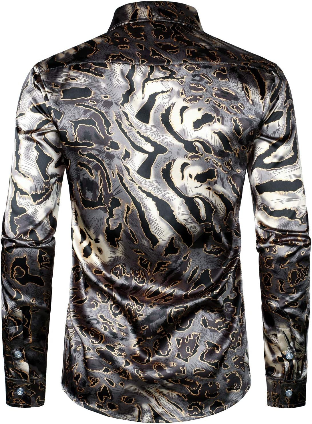 Men’s Hipster Satin Dress Shirt | Slim Fit, Long Sleeve Printed Button-Down