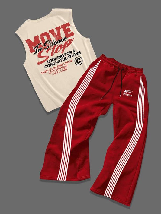 Men's Graphic Tank & Track Pants Set – Trendy Two-Piece Streetwear Outfit