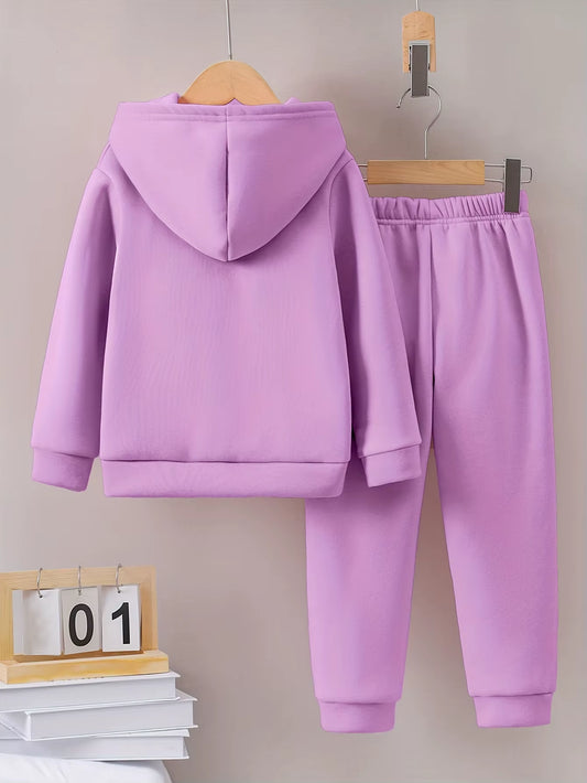 Cozy 2-Piece Hoodie & Tracksuit Set – Perfect for Autumn & Winter, This Stylish Sports-Inspired Set Features a Trendy Printed Hoodie and Warm, Soft-Lined Tracksuit Pants for Ultimate Comfort and Style on Chilly Days