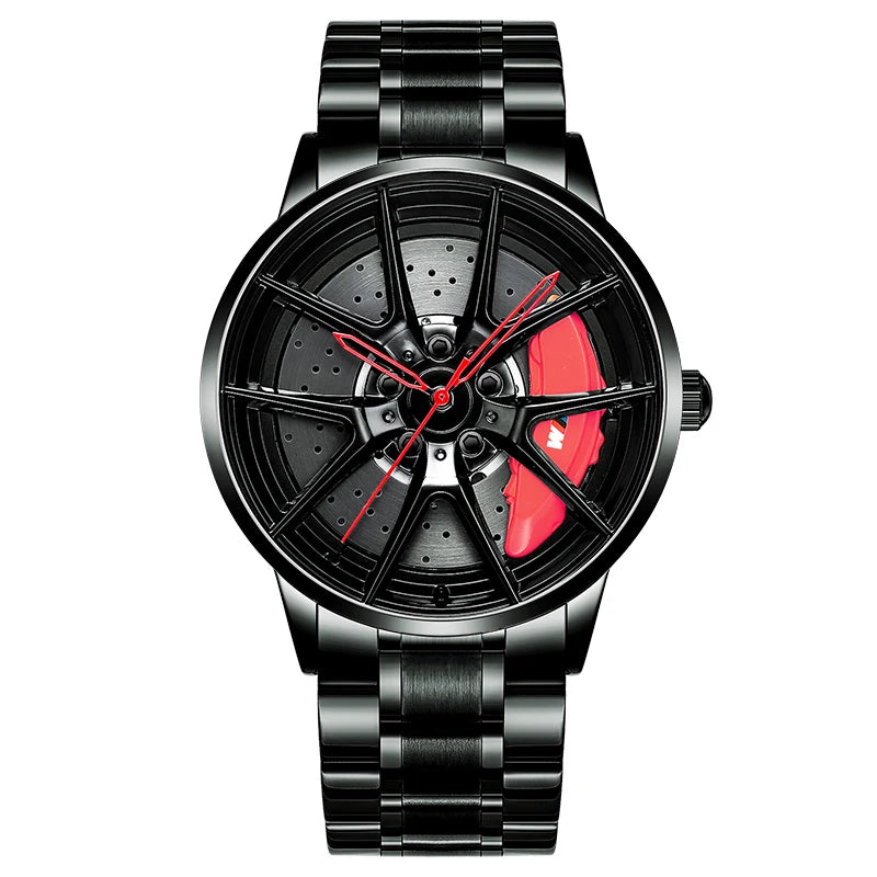 NEKTOM Men's Luxury Sports Car-Inspired Quartz Wristwatch with Waterproof Design and Rim Hub Wheel Detail