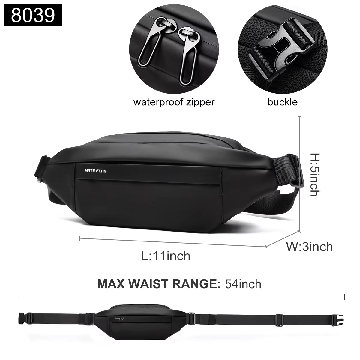 Premium Waterproof Crossbody Bag for Men – Stylish Black Sling Bag with Magnetic Buckle for Travel and Sports