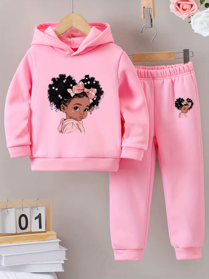 Cozy 2-Piece Hoodie & Tracksuit Set – Perfect for Autumn & Winter, This Stylish Sports-Inspired Set Features a Trendy Printed Hoodie and Warm, Soft-Lined Tracksuit Pants for Ultimate Comfort and Style on Chilly Days