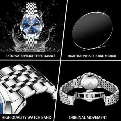 Elegant Women's Blue Dial Watch | Silver Stainless Steel, Waterproof, Analog Quartz
