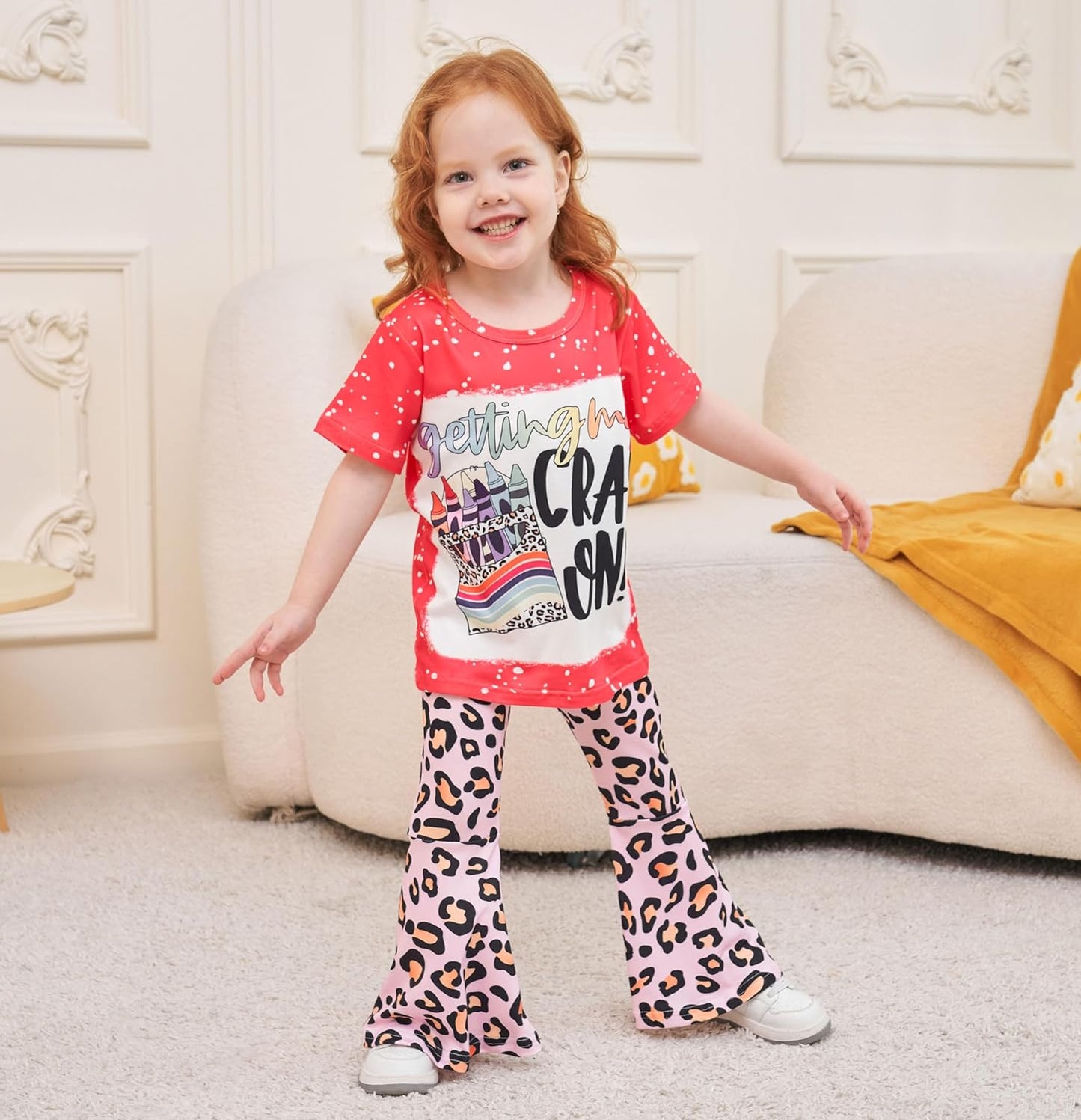 Chic Leopard Flare Set – Trendy Graphic Tee & Statement Pants for Toddlers 🖤🐆