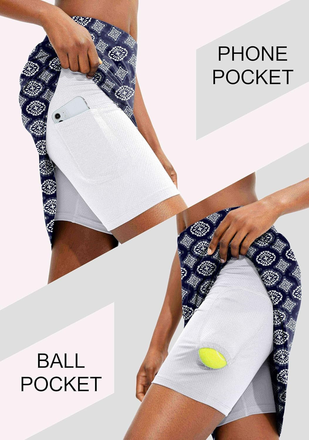  Chic Women's 20" Knee-Length Skort | Stylish Tennis & Golf Skirt