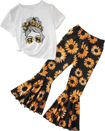 Toddler Girl Outfit – Graphic Tee & Leopard Flare Pants Cute, comfy, and full of style! 🐆💖