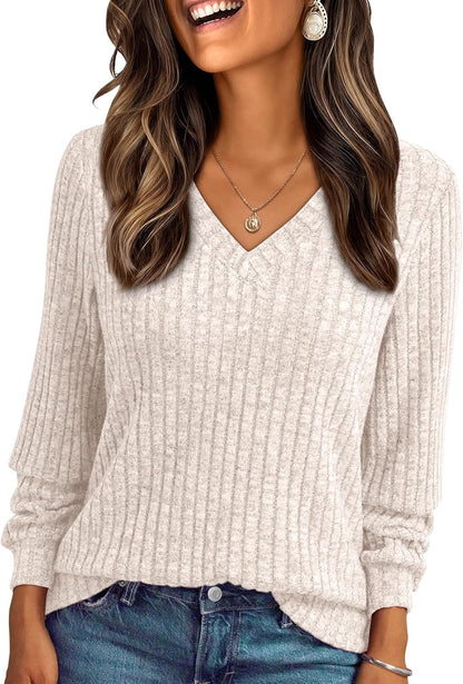 Elevate Your Style with Our Chic Women's V Neck Long Sleeve Tunic - Perfect for Fall Fashion and Casual Work Outfits!