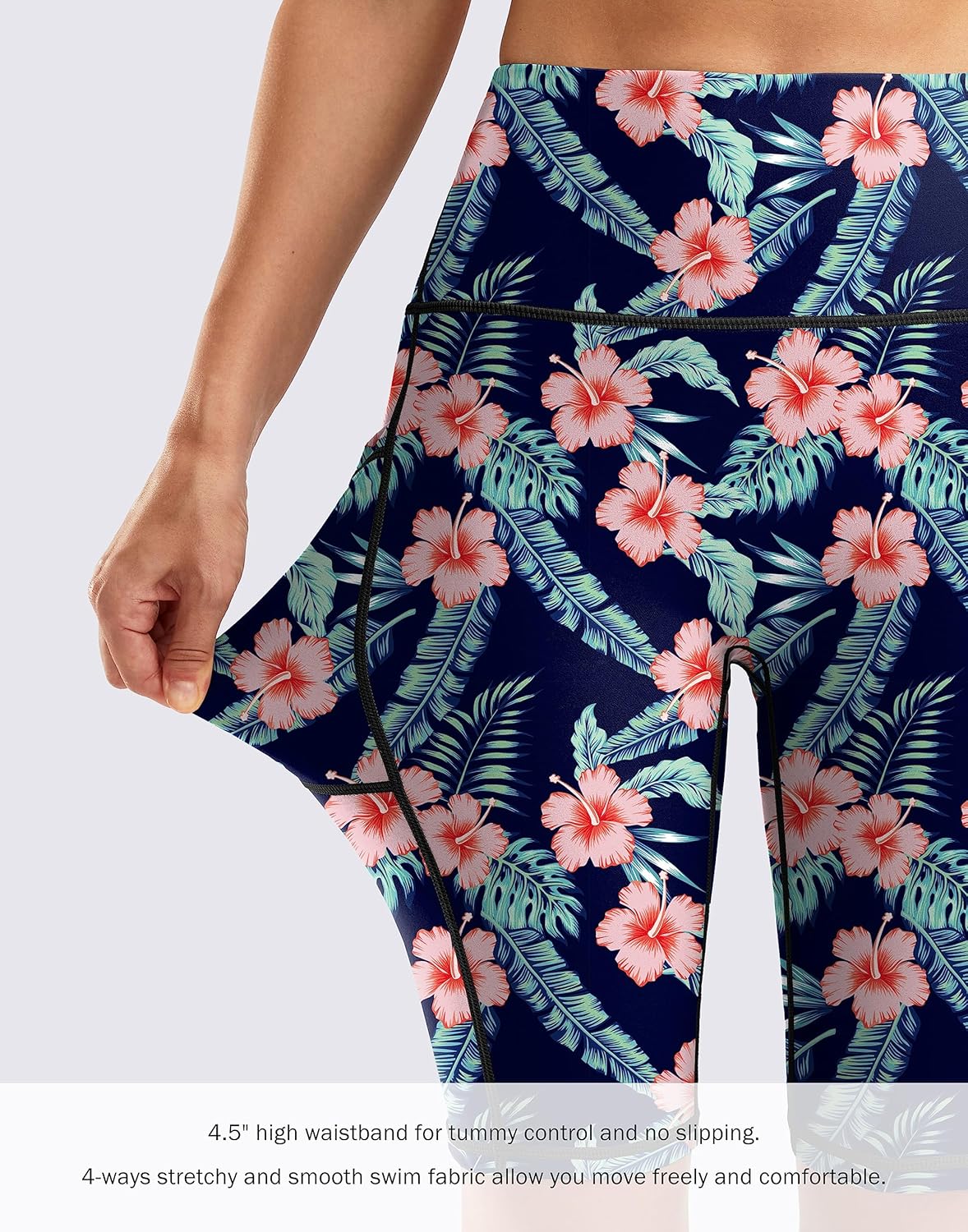 Women'S 9" High Waisted Swim Board Shorts Tummy Control Swimsuit Bottoms for Women with Liner Pockets