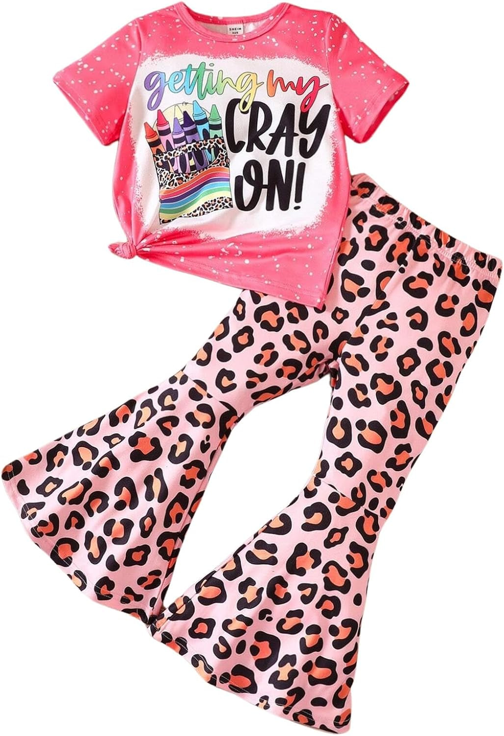 Chic Leopard Flare Set – Trendy Graphic Tee & Statement Pants for Toddlers 🖤🐆