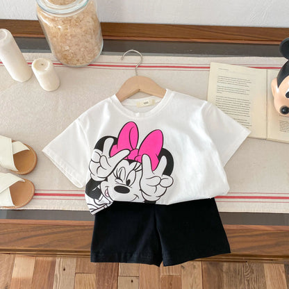 Minnie Magic Summer Set – Tee & Shorts for Trendy Girls 🎀☀️