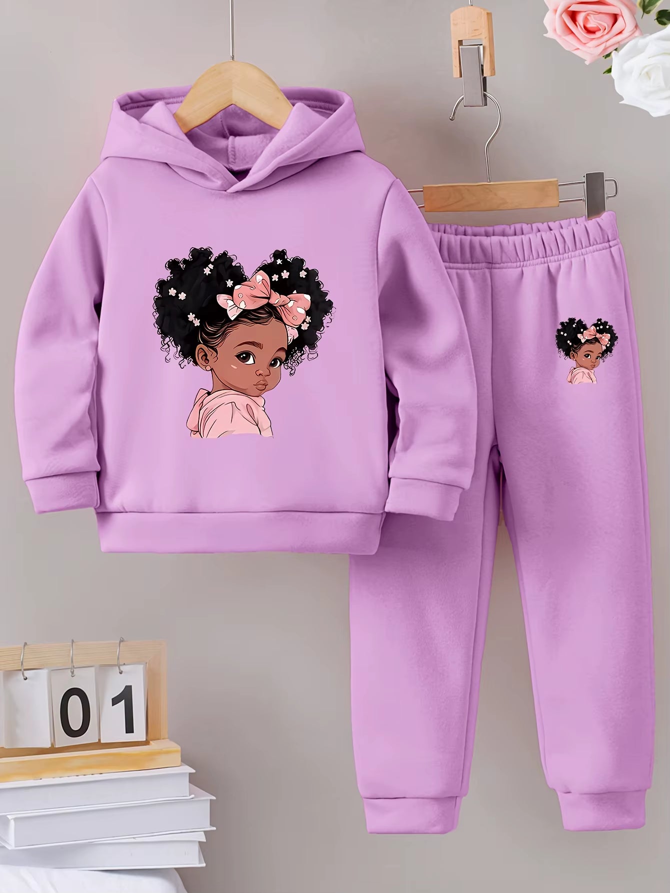 Cozy 2-Piece Hoodie & Tracksuit Set – Perfect for Autumn & Winter, This Stylish Sports-Inspired Set Features a Trendy Printed Hoodie and Warm, Soft-Lined Tracksuit Pants for Ultimate Comfort and Style on Chilly Days