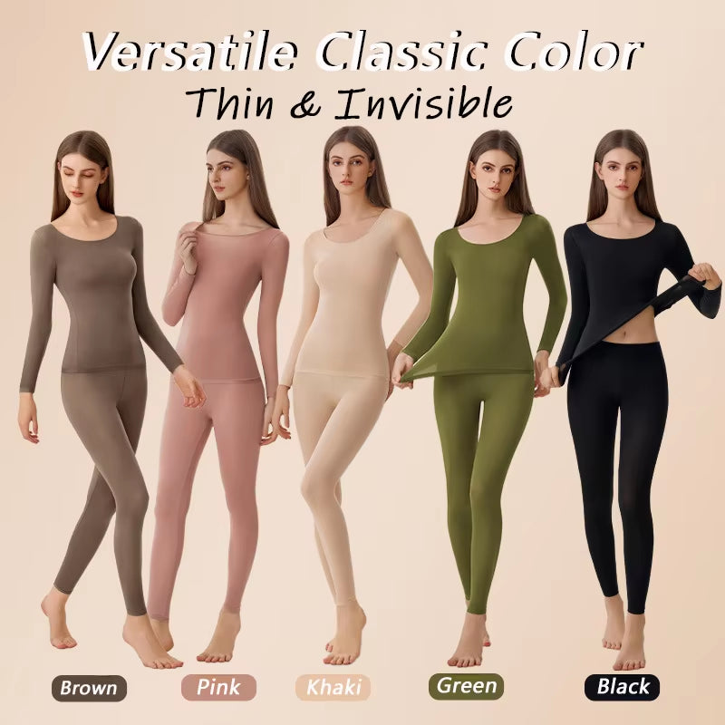 Women's Seamless Performance Thermal Set – Ultra-Light, Breathable & Stretchy Base Layer for Active Comfort